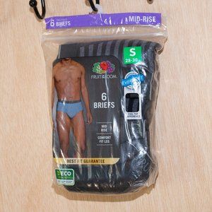 Fruit of the Loom Men's Briefs Mid Rise Underwear - 6 Pairs - Size Small - New